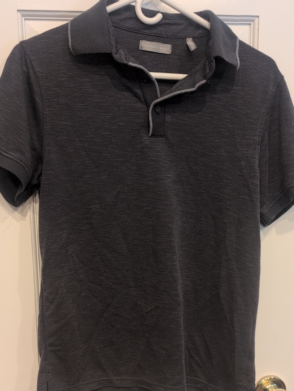 Kenneth Cole Men's Dark Gray Short-Sleeve Polo with Subtle Texture